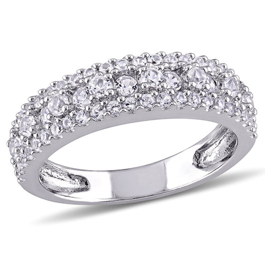 Women'S 1-1/3 Carat T.G.W. Created White Sapphire Cluster Anniversary Ring in Sterling Silver